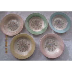 American Limoges Triumph 1940 pastels salad bowls set of 5 floral flowers OSLO